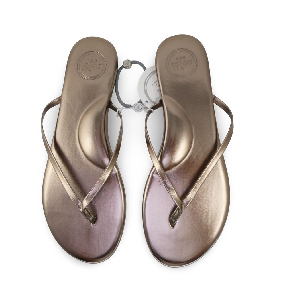 New Solei Sea Women's US Size 10 Metallic Brown Flip Flop Sandals NWT